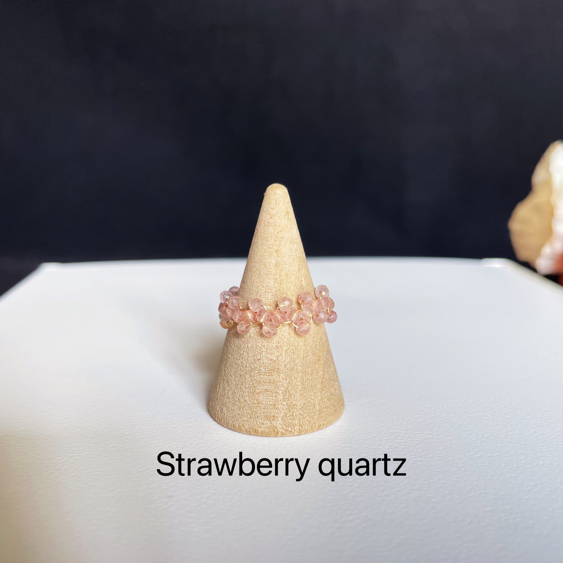 Gemstone Mini Faceted Beads Woven Lace Ring