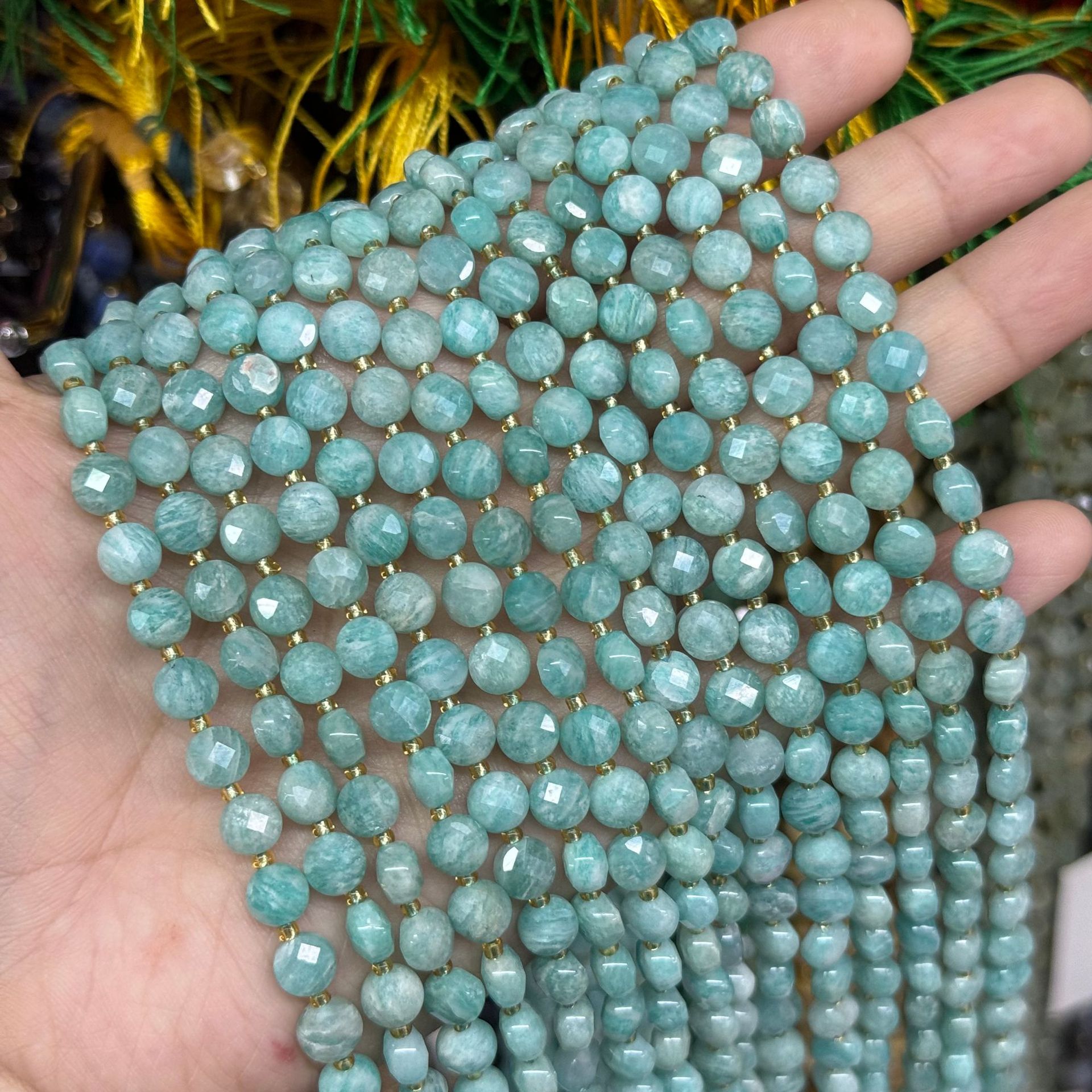 6.5*4mm Faced Pie Shaped Gemstone Beads Strand