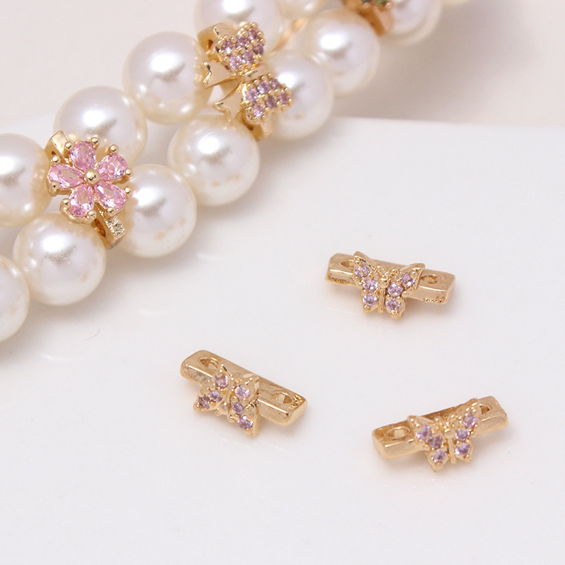 Color Zircon Inlaid Double Rows Pacer Bead Accessory for Jewelry Making