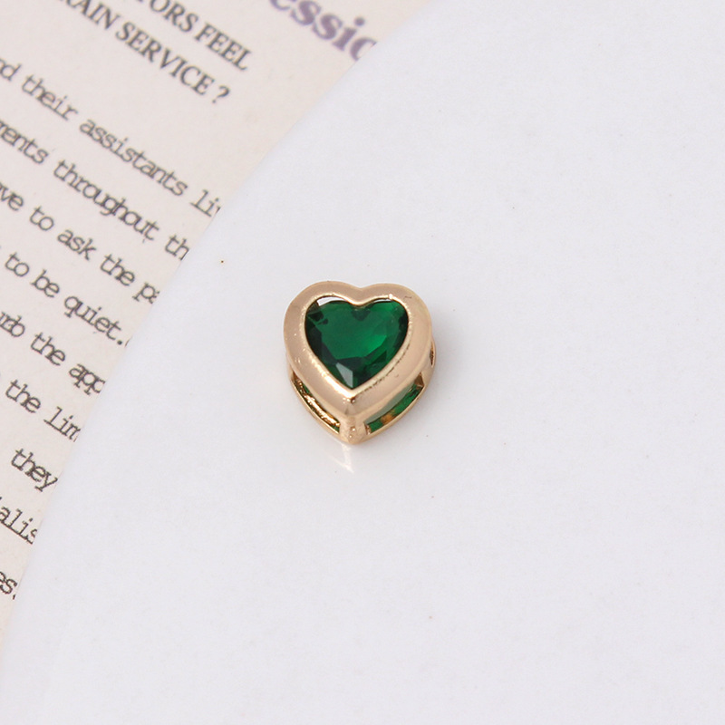 9*10mm Colored Zircon Inlaid Heart Shaped Spacer Bead