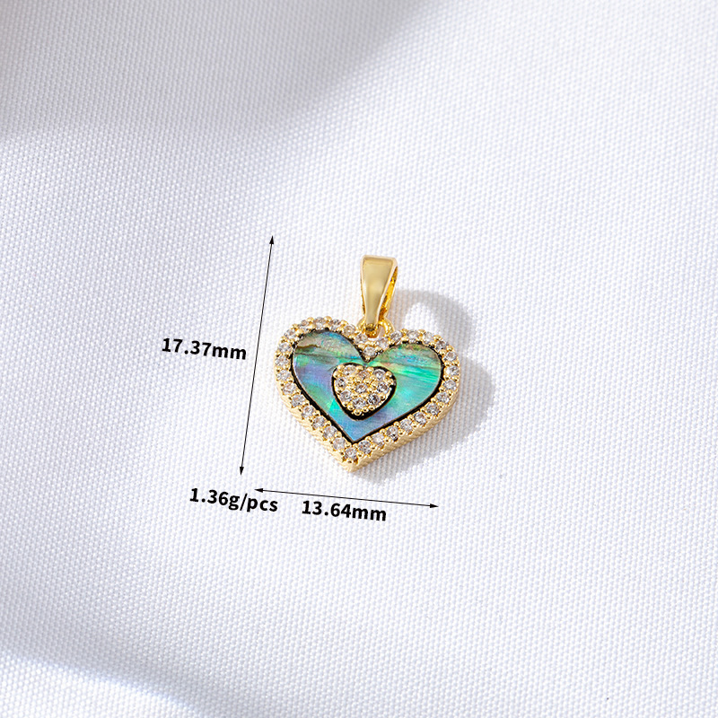 Abalone Shell Inlaid Gold Plated Pendant Jewelry Charm