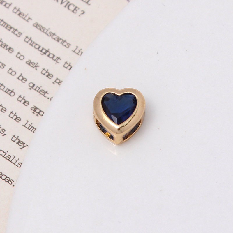 9*10mm Colored Zircon Inlaid Heart Shaped Spacer Bead