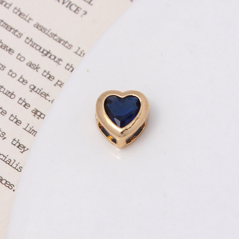9*10mm Colored Zircon Inlaid Heart Shaped Spacer Bead