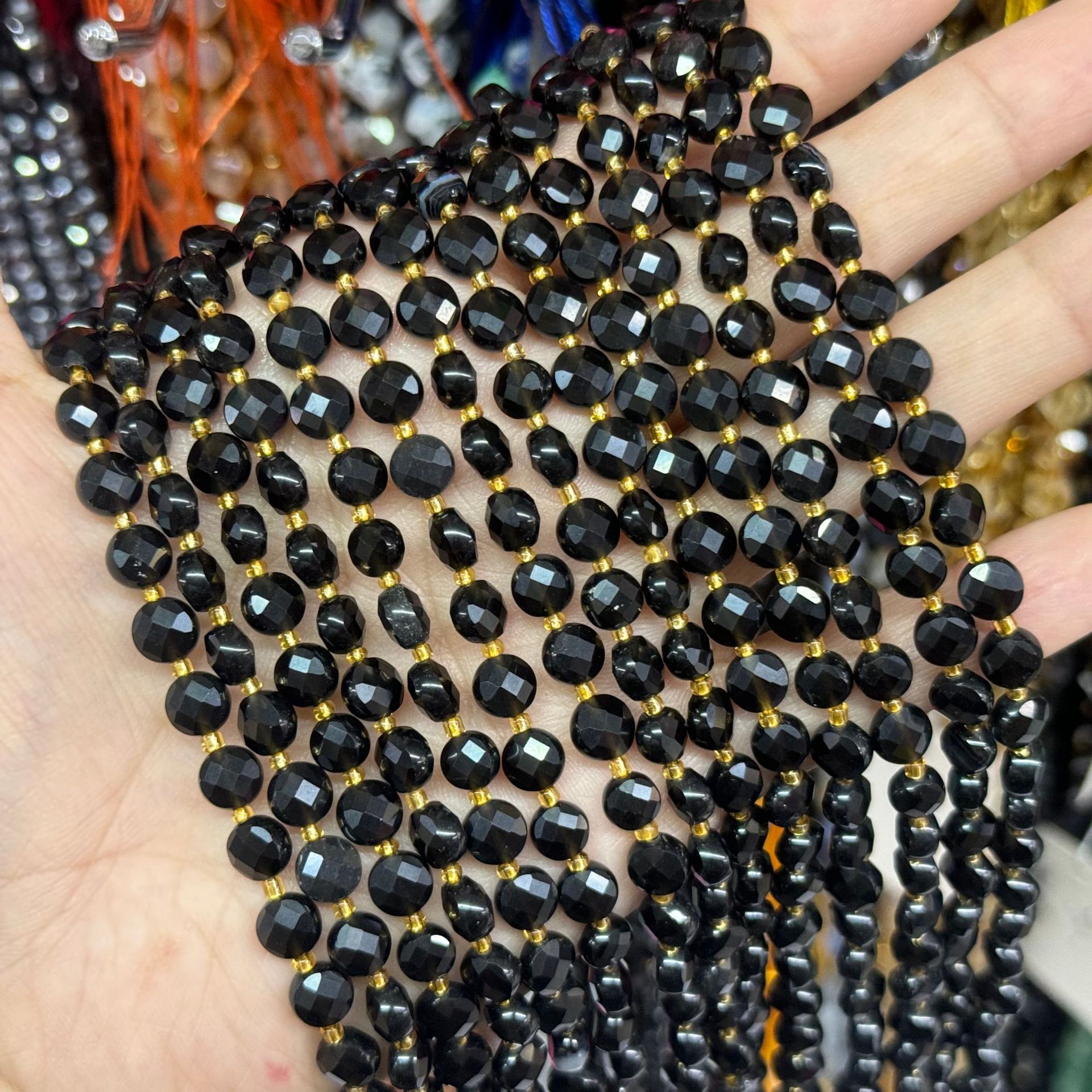 6.5*4mm Faced Pie Shaped Gemstone Beads Strand