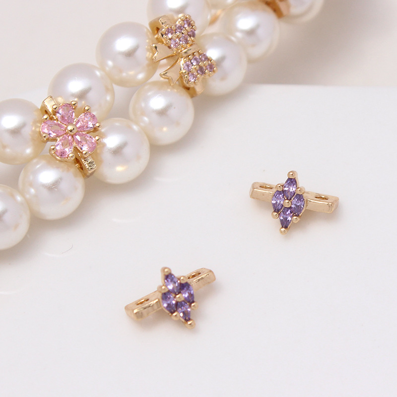 Color Zircon Inlaid Double Rows Pacer Bead Accessory for Jewelry Makin