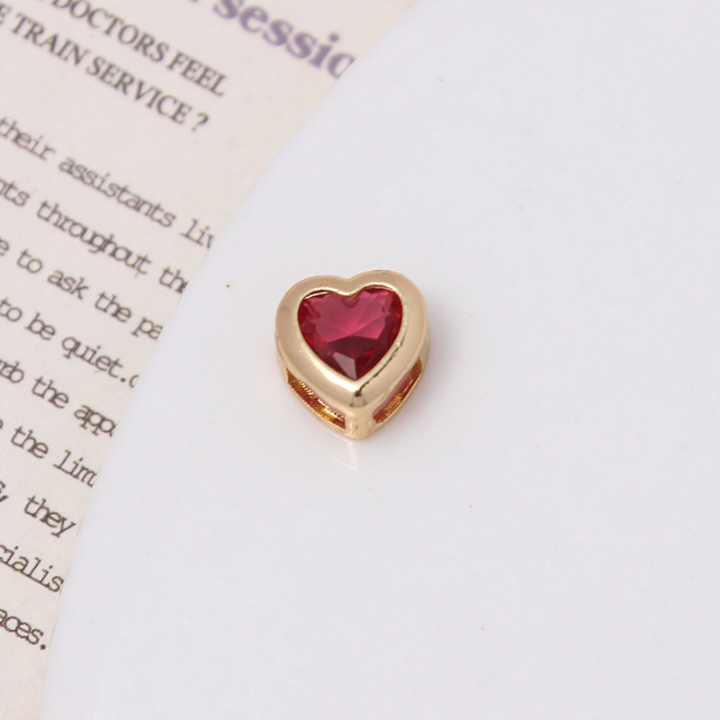 9*10mm Colored Zircon Inlaid Heart Shaped Spacer Bead