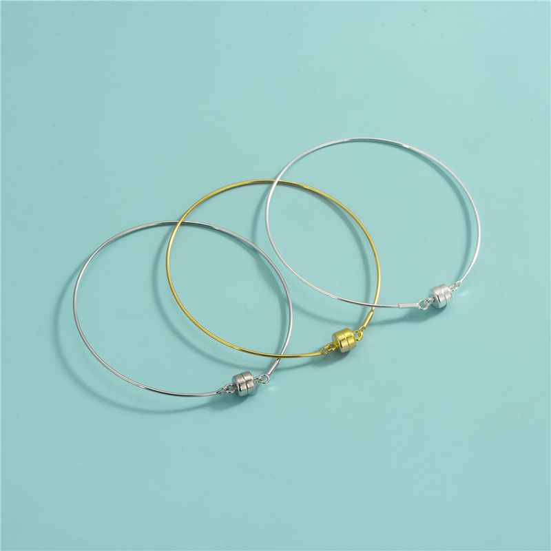 Screw Knob Detachable 925 Silver Bracelet Accessory with Magnetic Buckle