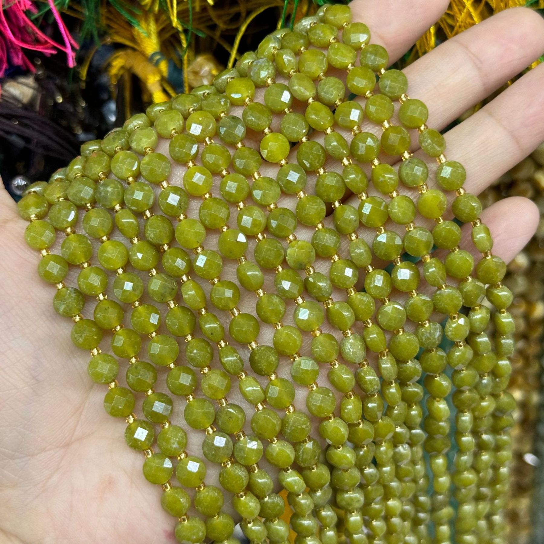 6.5*4mm Faced Pie Shaped Gemstone Beads Strand