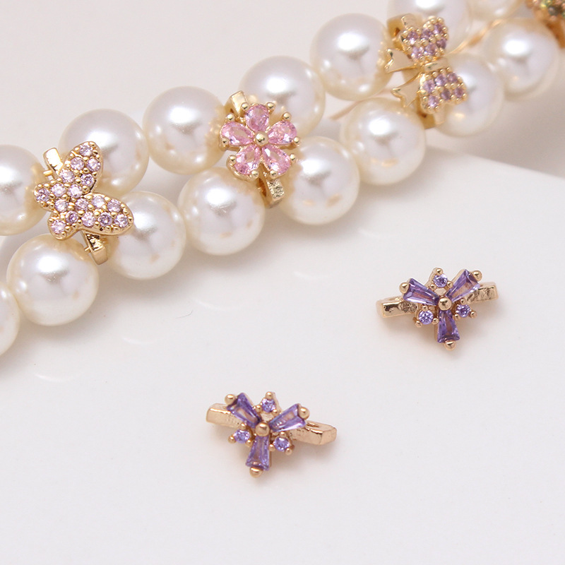 Color Zircon Inlaid Double Rows Pacer Bead Accessory for Jewelry Making