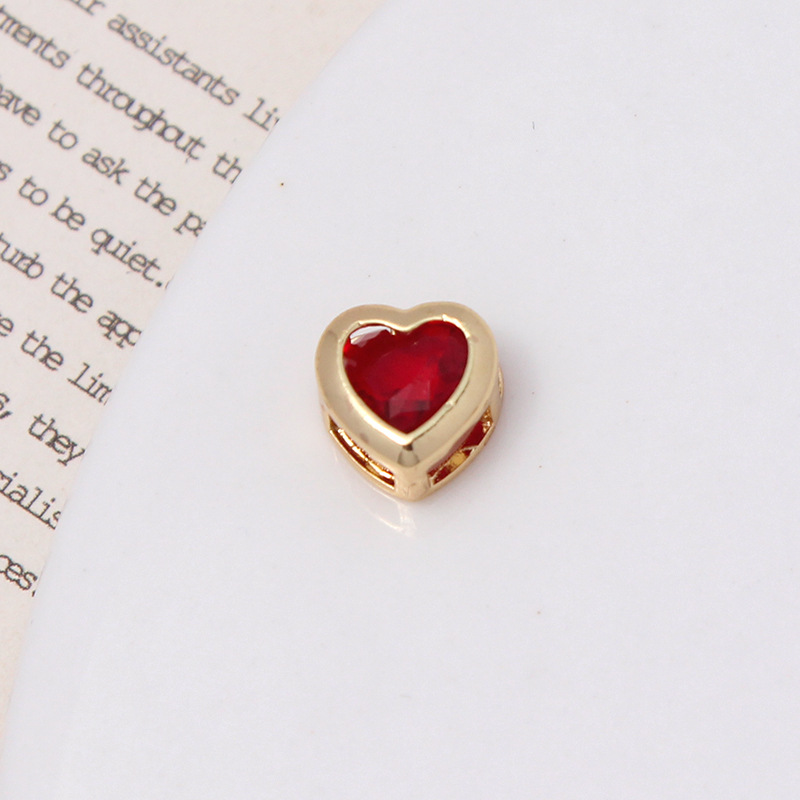 9*10mm Colored Zircon Inlaid Heart Shaped Spacer Bead