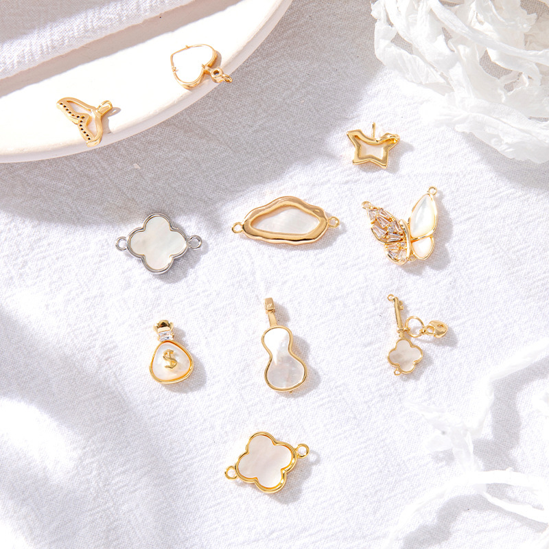 White Shell Inlaid Pendant Mother-of-pearl Jewelry Charms for DIY