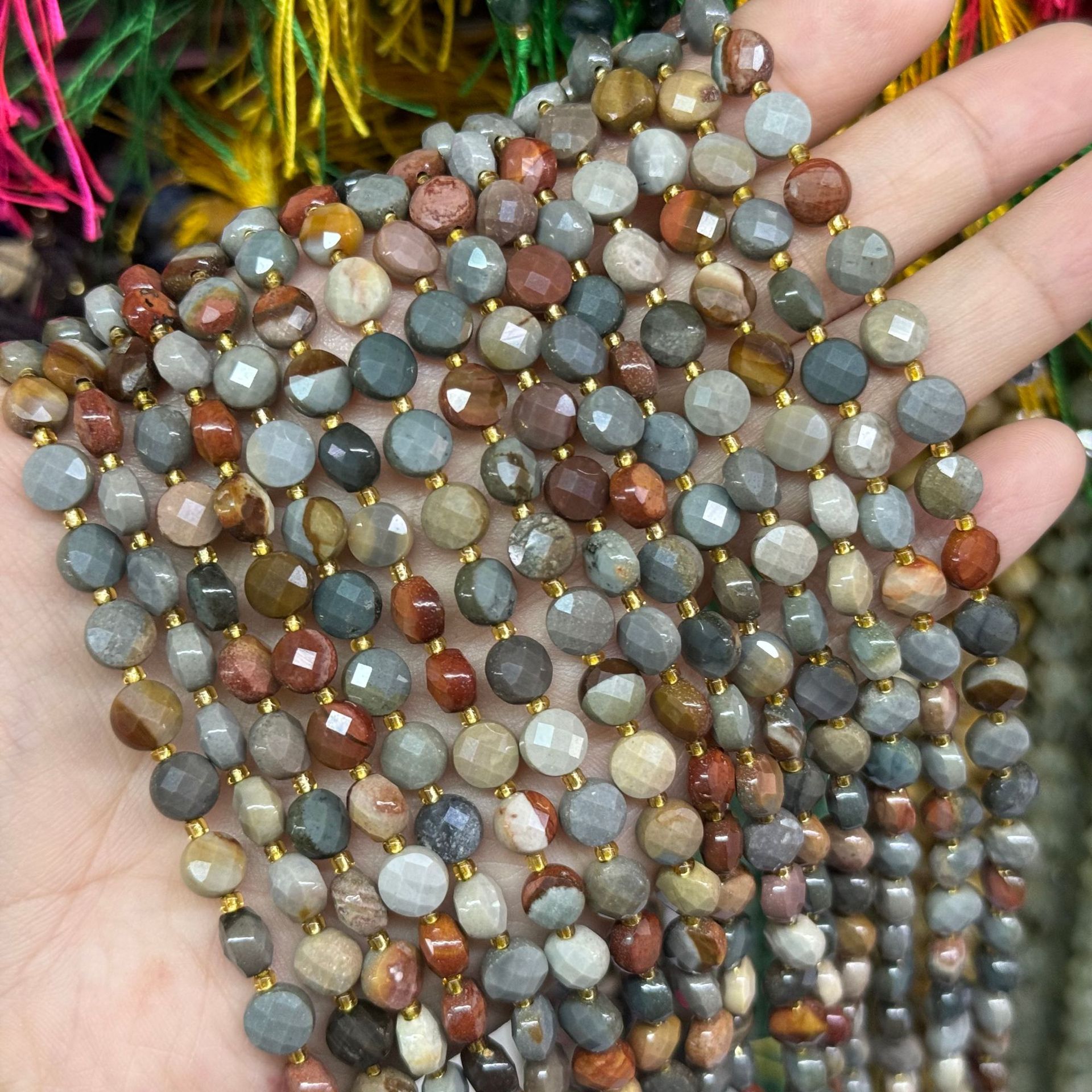 6.5*4mm Faced Pie Shaped Gemstone Beads Strand