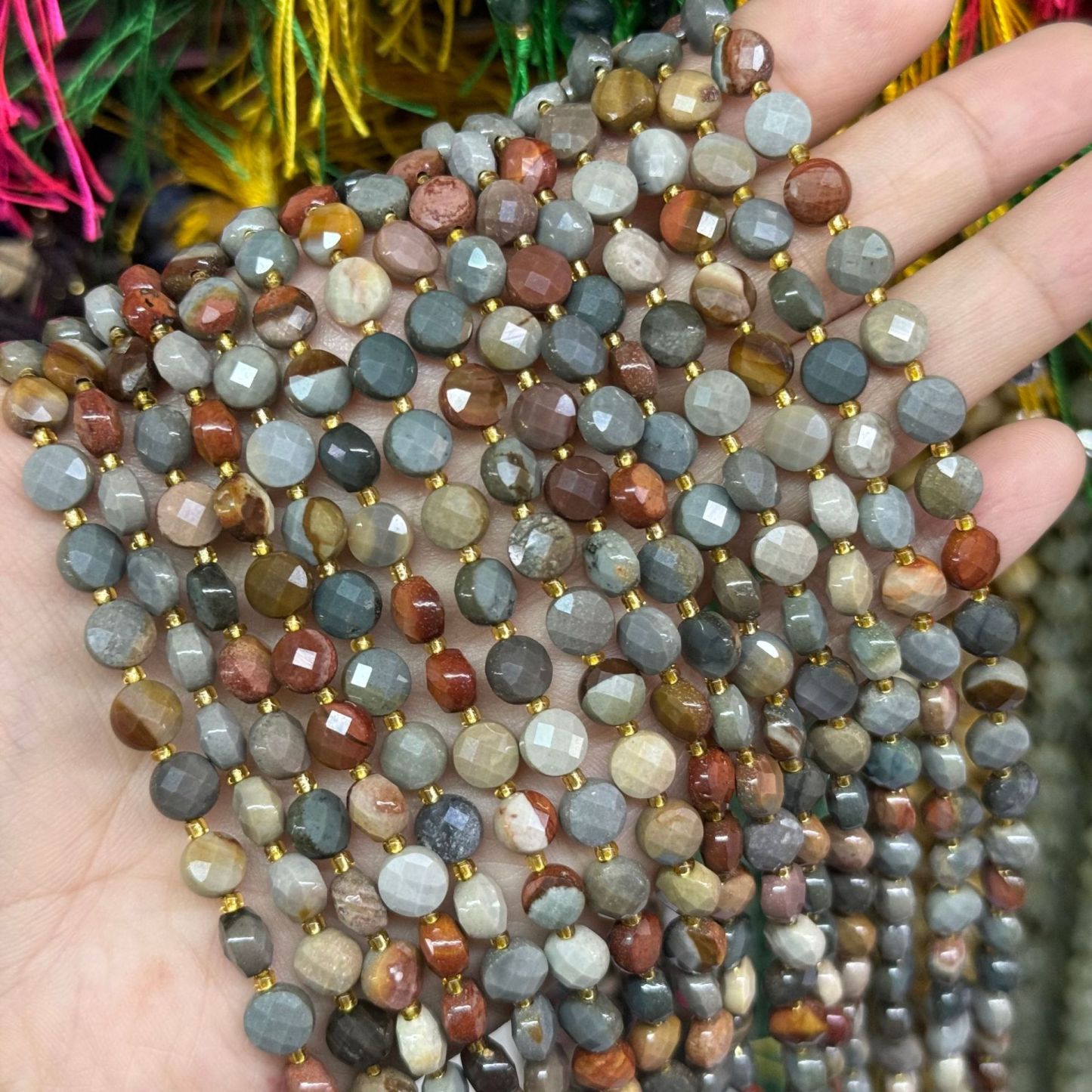 6.5*4mm Faced Pie Shaped Gemstone Beads Strand