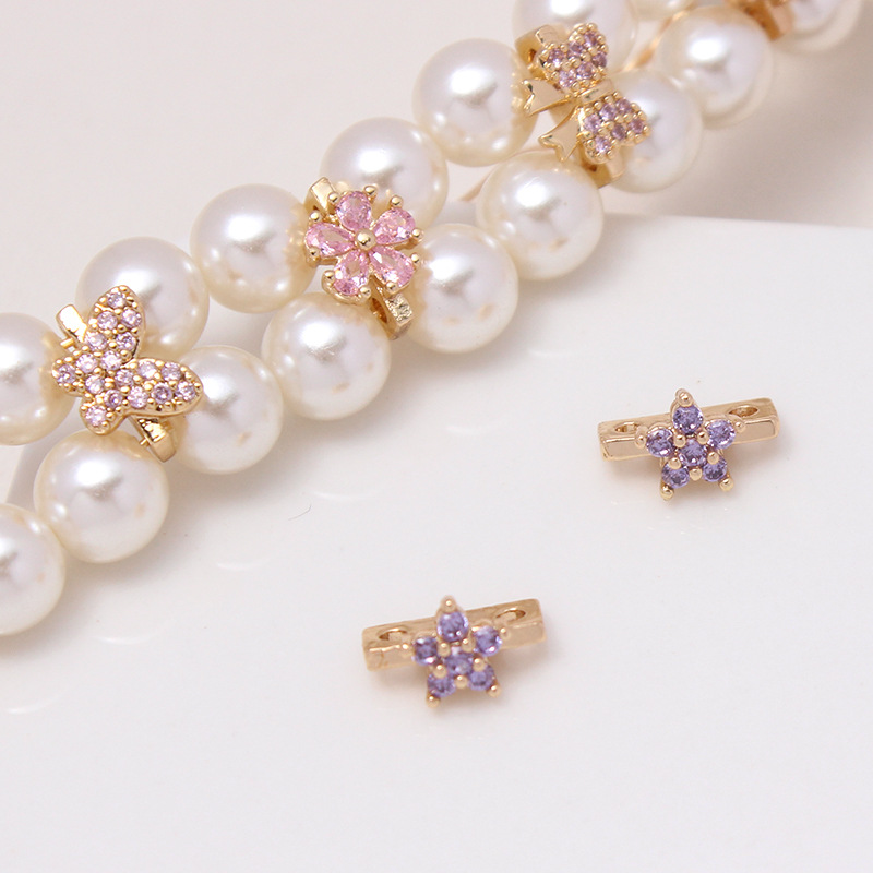 Color Zircon Inlaid Double Rows Pacer Bead Accessory for Jewelry Makin