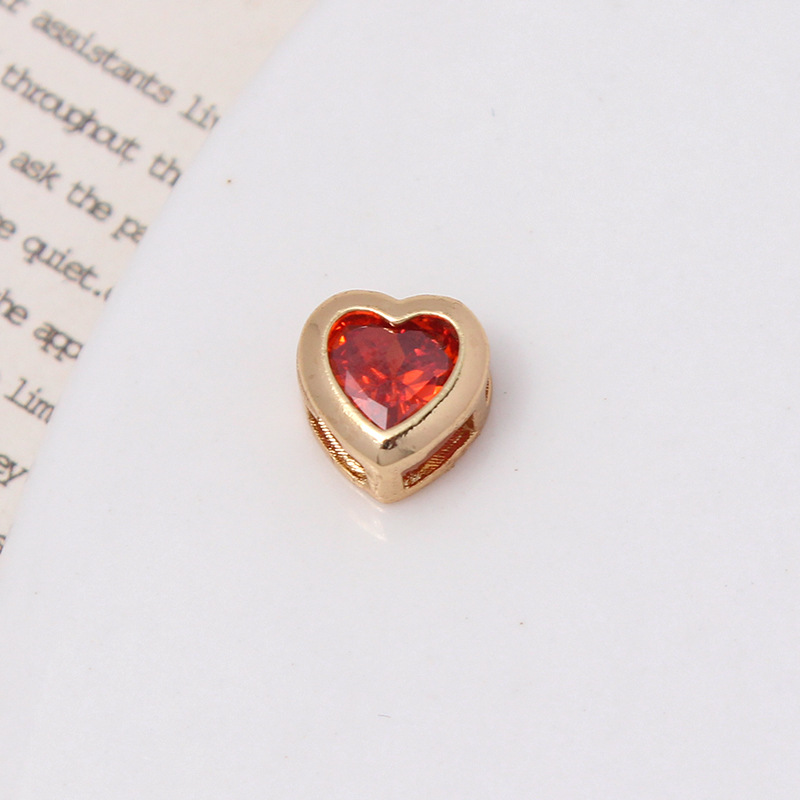 9*10mm Colored Zircon Inlaid Heart Shaped Spacer Bead