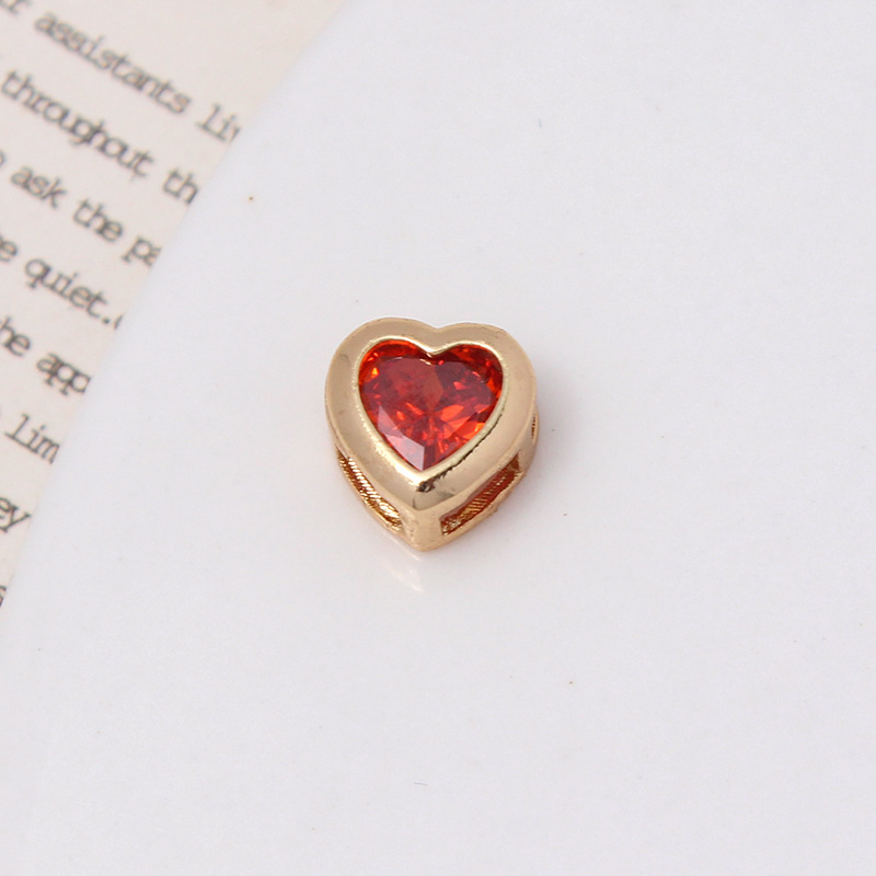 9*10mm Colored Zircon Inlaid Heart Shaped Spacer Bead