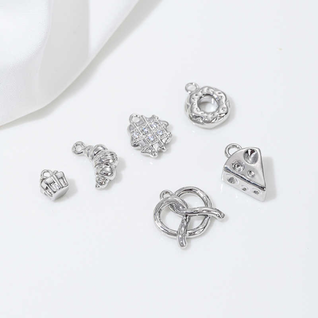 Gold Plated Cake Cookie Pendant Afternoon Tea Theme Charms for DIY