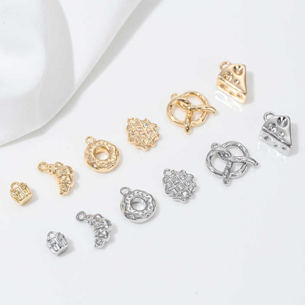 Gold Plated Cake Cookie Pendant Afternoon Tea Theme Charms for DIY