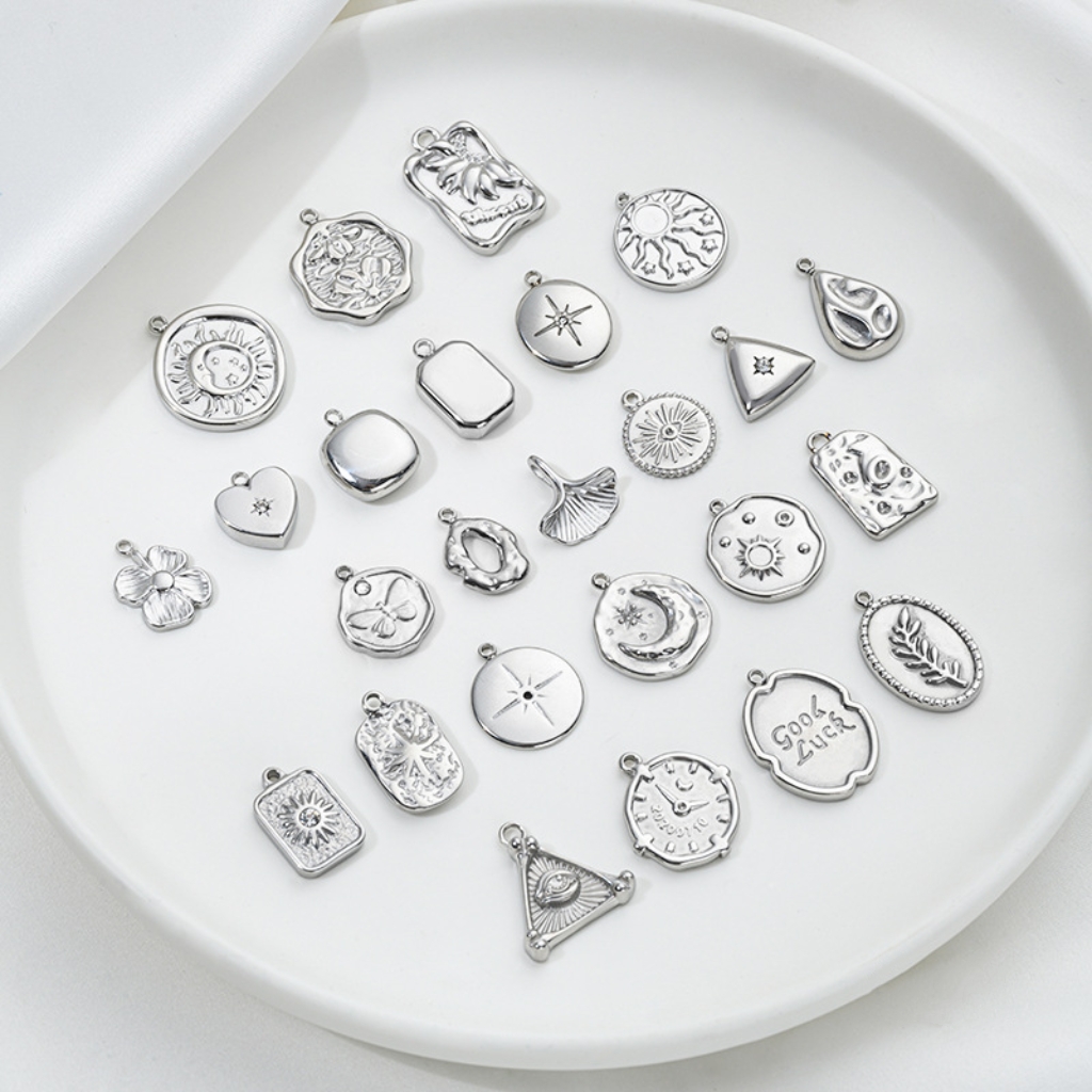 Non-Faded Geometric Titanium Steel Charms Jewelry Pendant for DIY Multiple Style