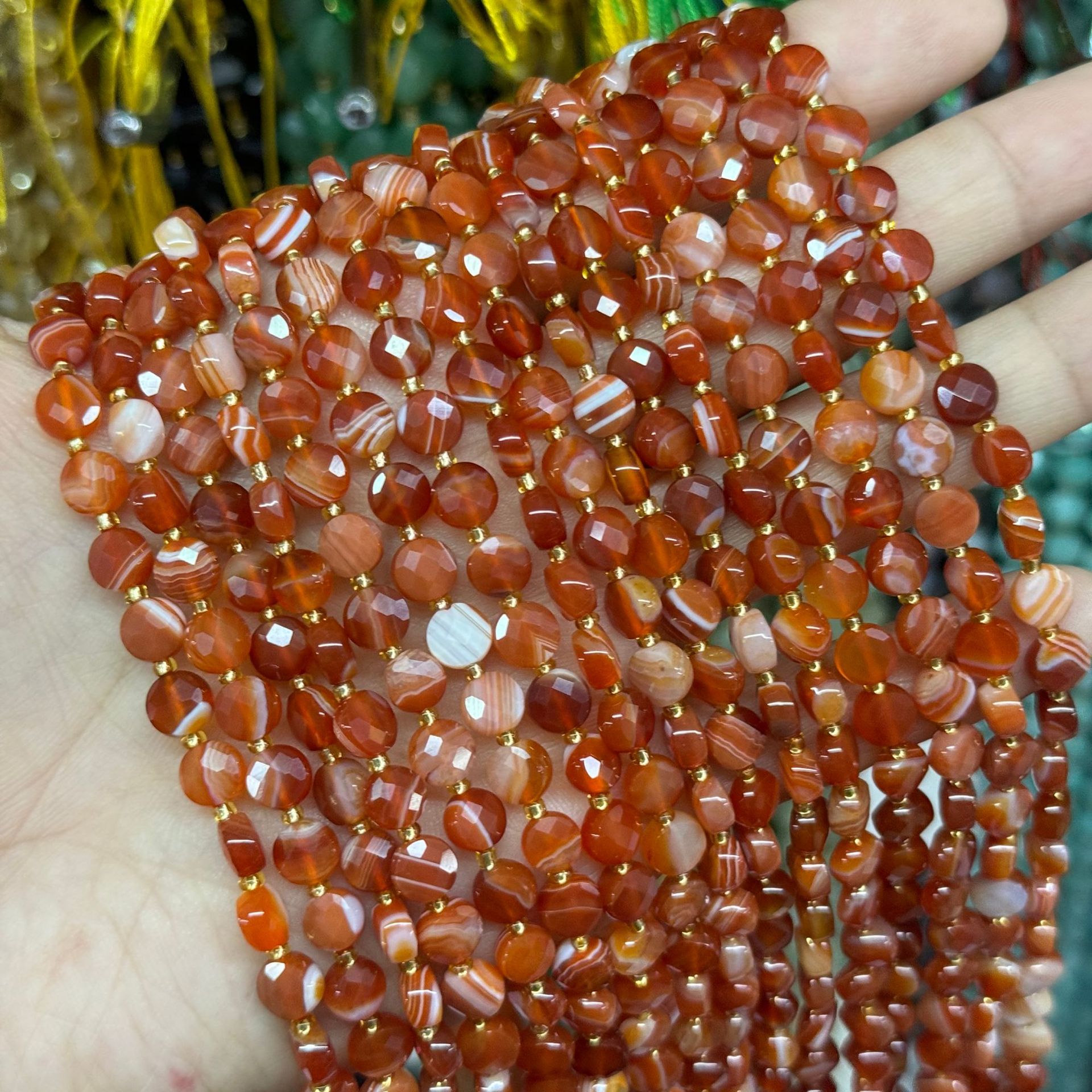 6.5*4mm Faced Pie Shaped Gemstone Beads Strand