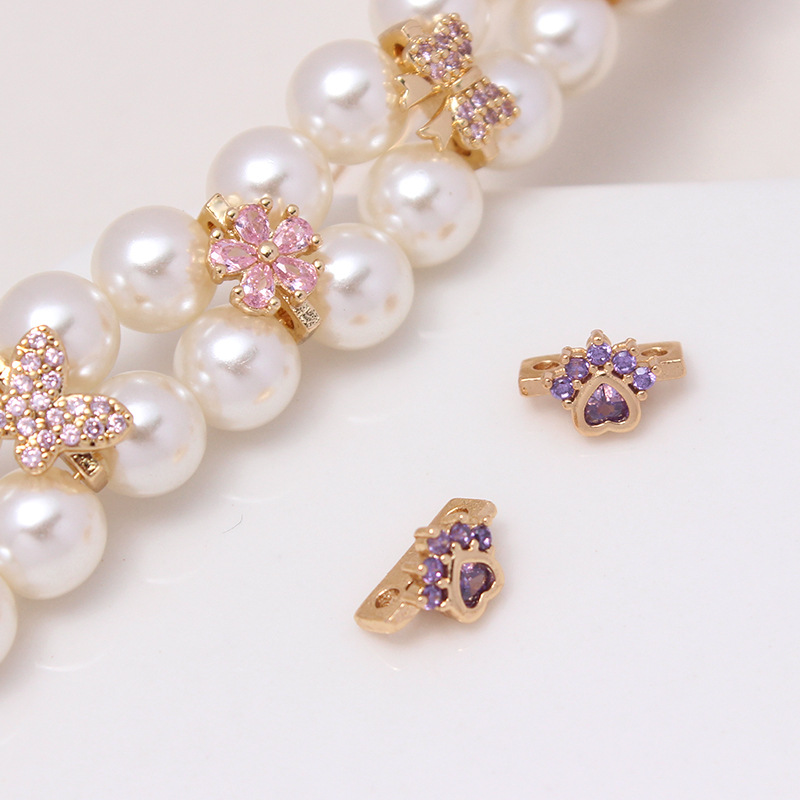 Color Zircon Inlaid Double Rows Pacer Bead Accessory for Jewelry Makin