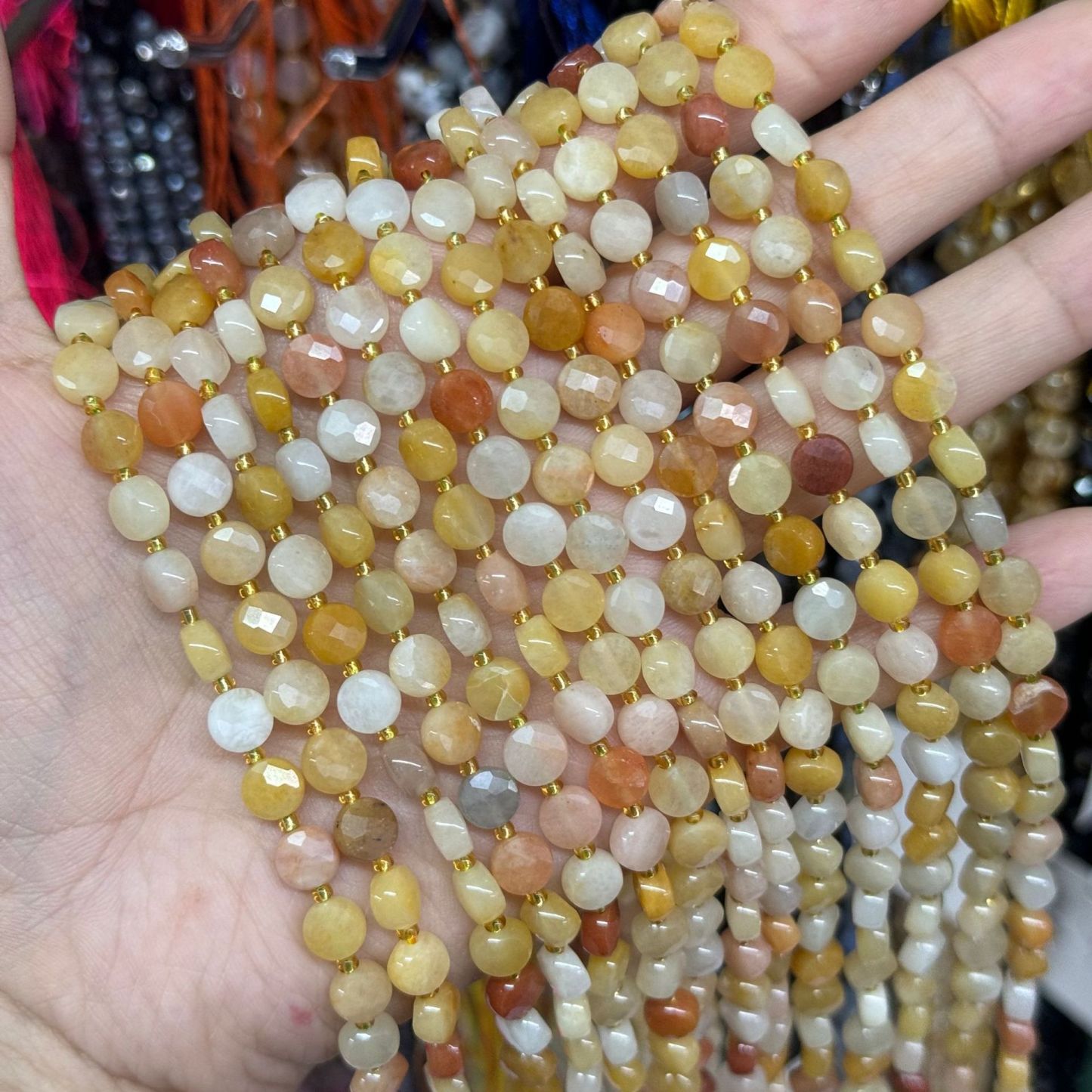 6.5*4mm Faced Pie Shaped Gemstone Beads Strand