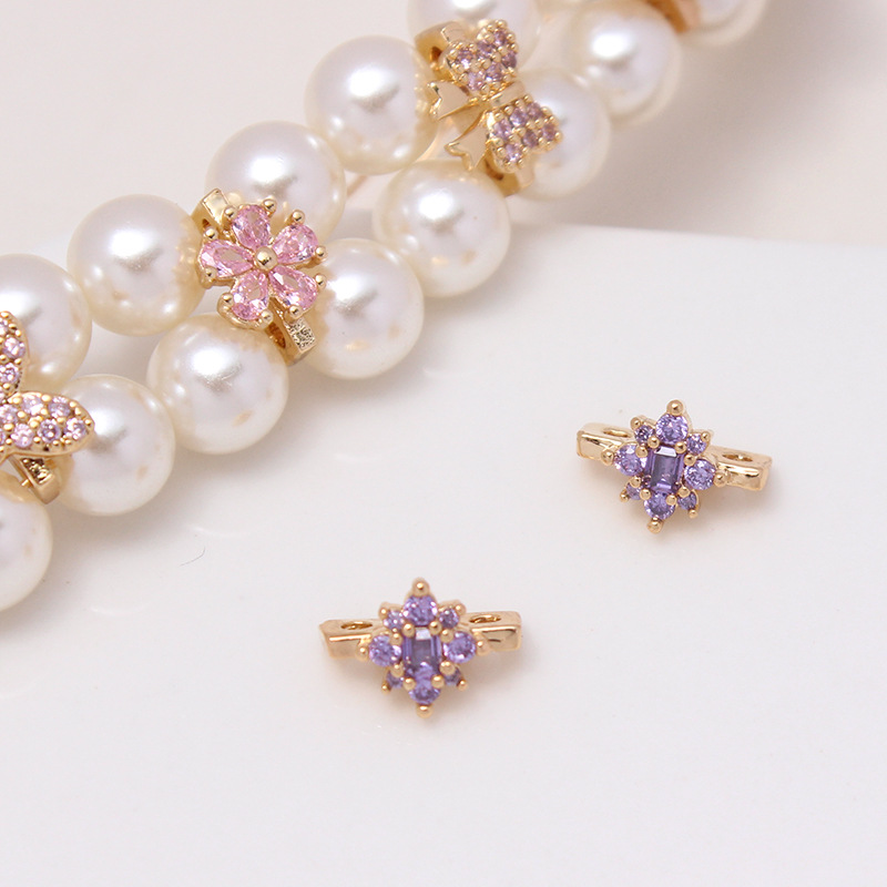 Color Zircon Inlaid Double Rows Pacer Bead Accessory for Jewelry Making