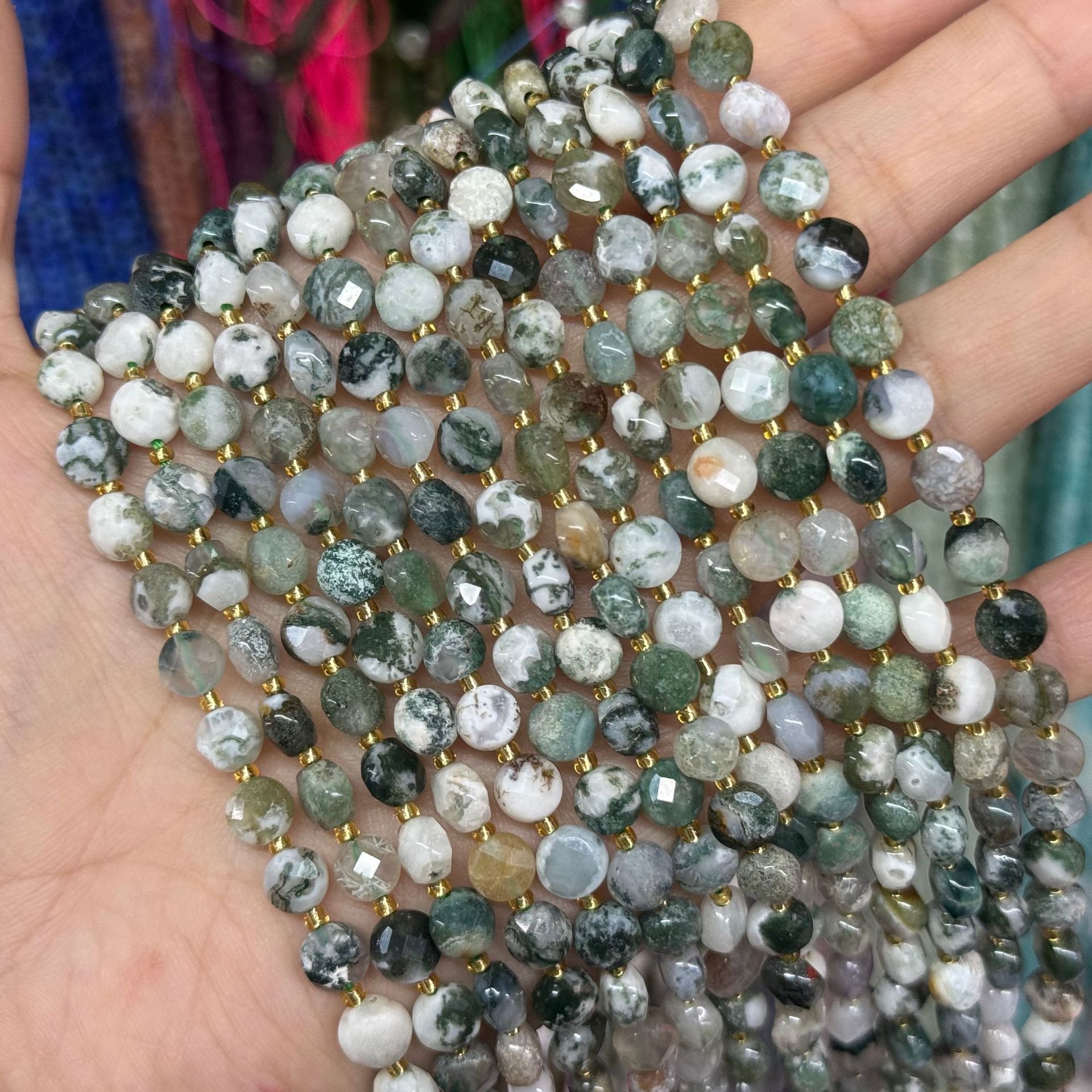 6.5*4mm Faced Pie Shaped Gemstone Beads Strand