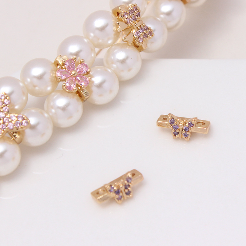 Color Zircon Inlaid Double Rows Pacer Bead Accessory for Jewelry Making