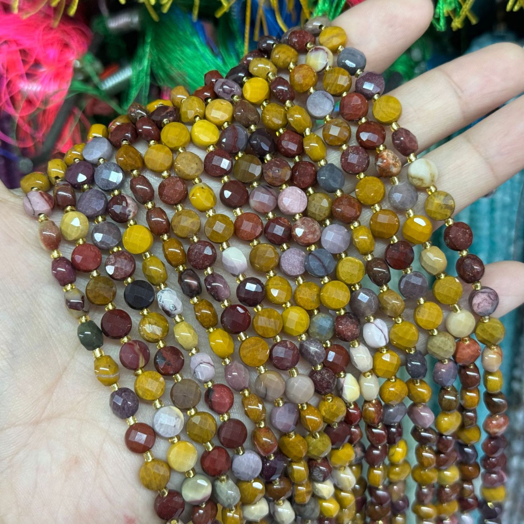 6.5*4mm Faced Pie Shaped Gemstone Beads Strand