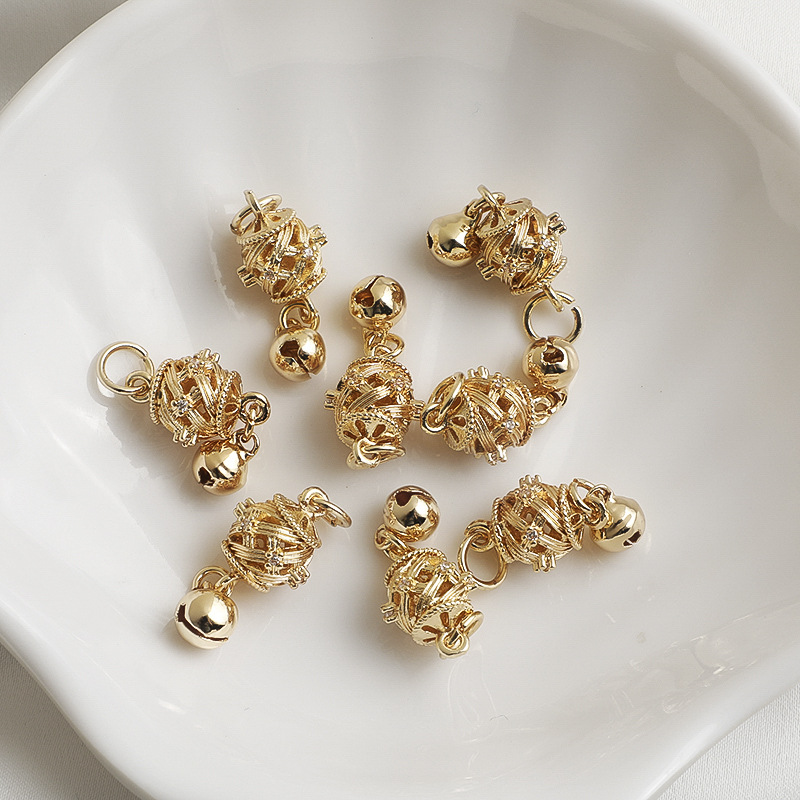 Gold Plated Little Cute Bell Pendant Jewelry Charms for DIY