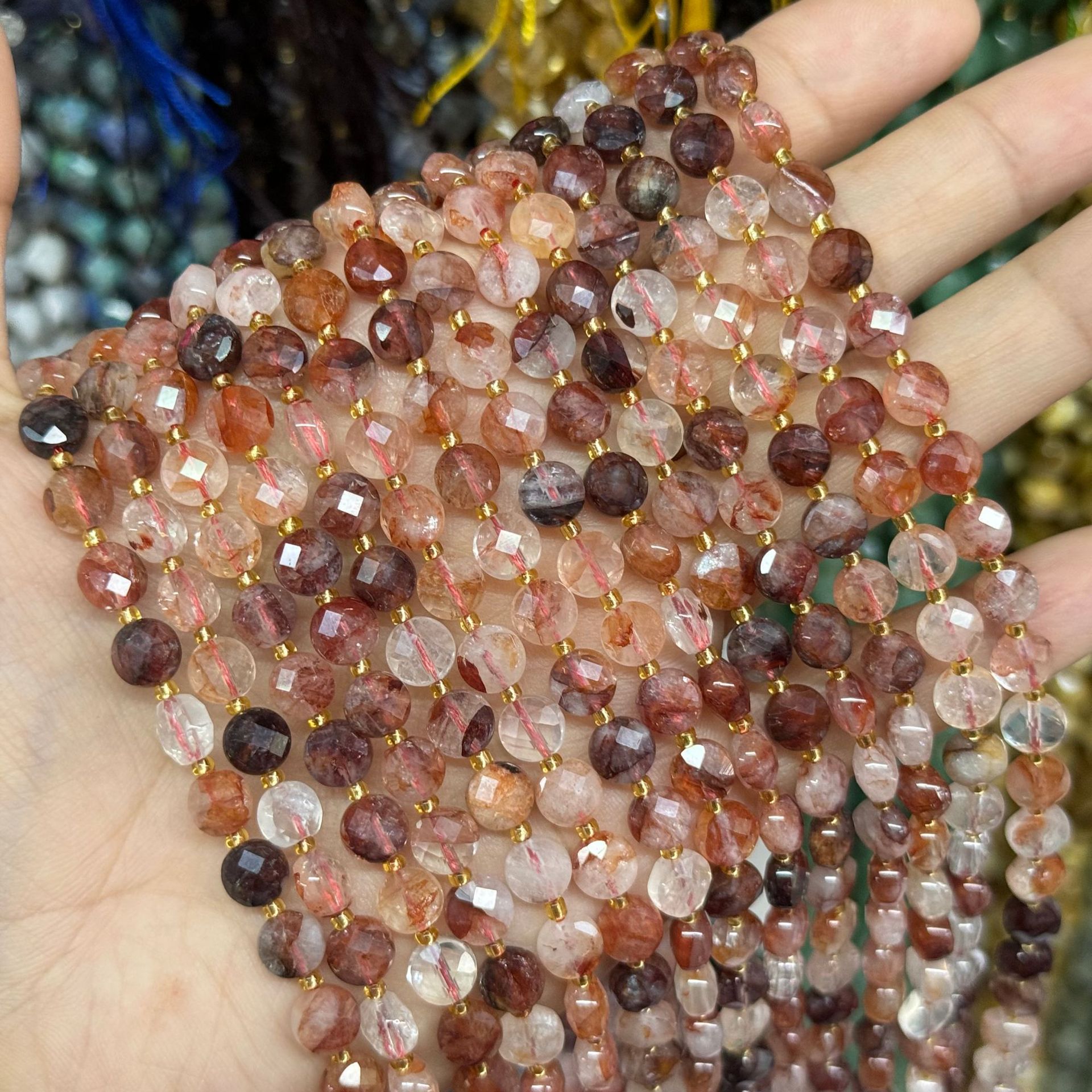 6.5*4mm Faced Pie Shaped Gemstone Beads Strand