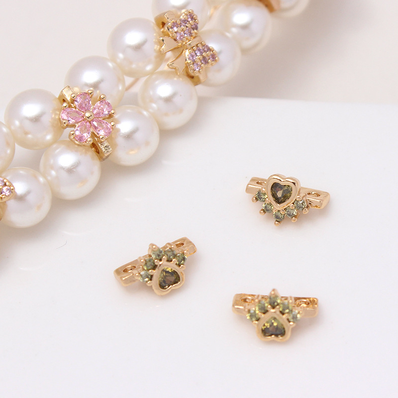 Color Zircon Inlaid Double Rows Pacer Bead Accessory for Jewelry Makin