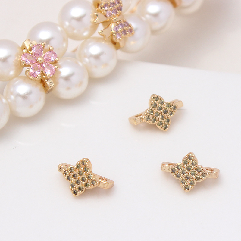 Color Zircon Inlaid Double Rows Pacer Bead Accessory for Jewelry Making