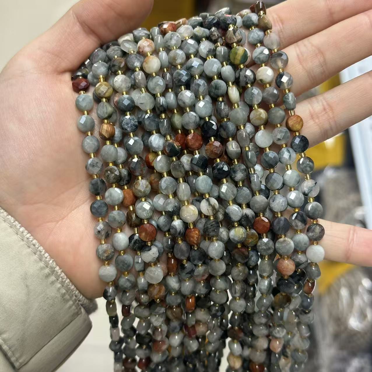 6.5*4mm Faced Pie Shaped Gemstone Beads Strand