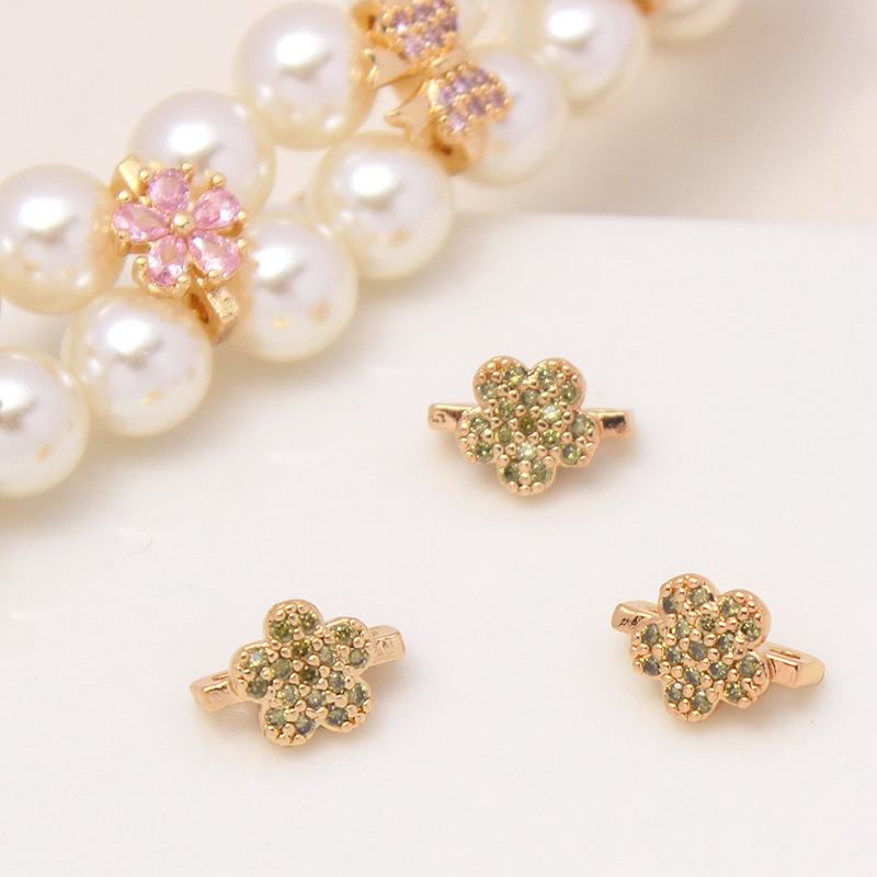 Color Zircon Inlaid Double Rows Pacer Bead Accessory for Jewelry Makin