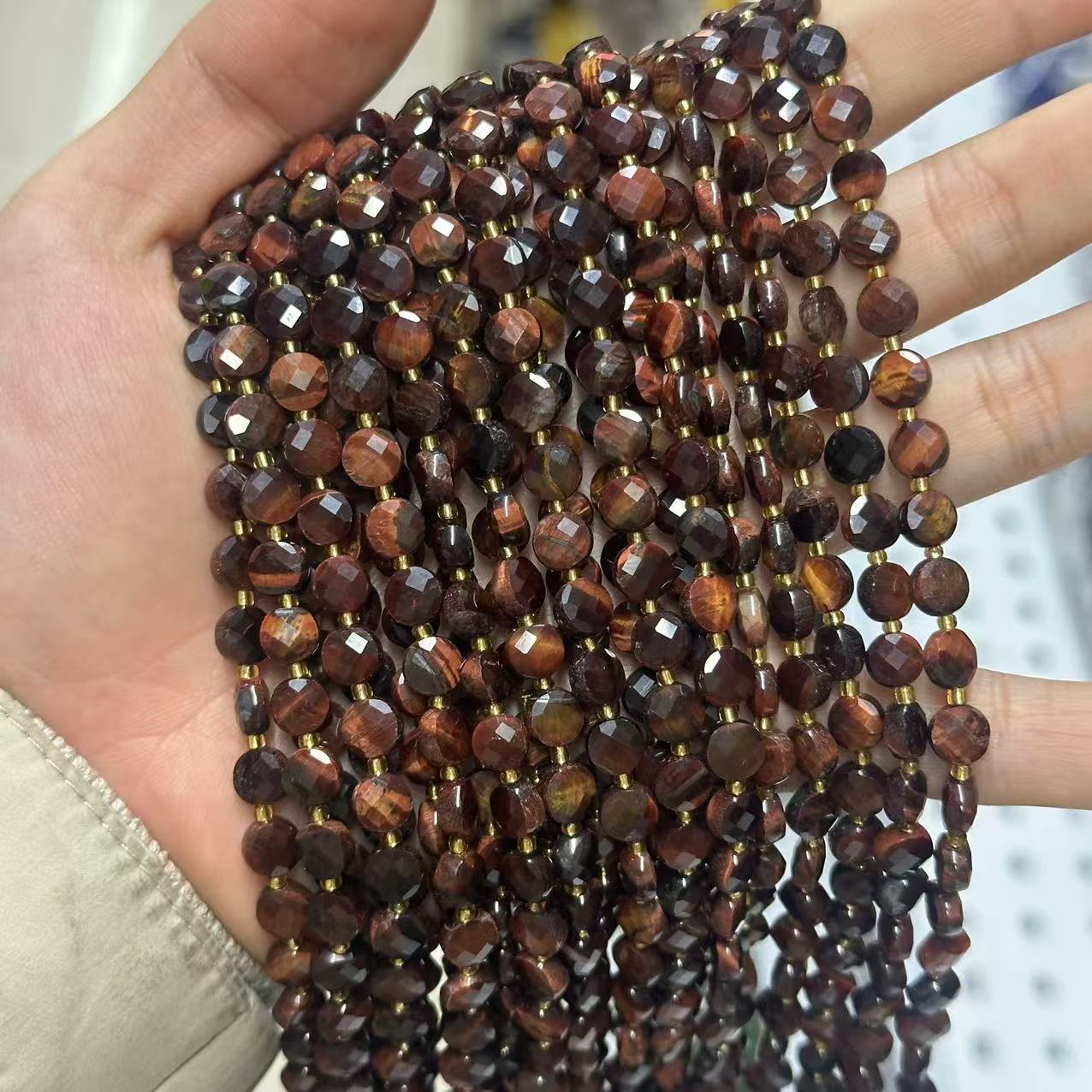 6.5*4mm Faced Pie Shaped Gemstone Beads Strand