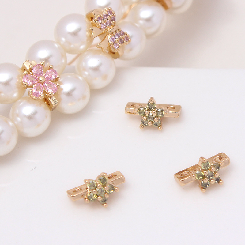 Color Zircon Inlaid Double Rows Pacer Bead Accessory for Jewelry Makin