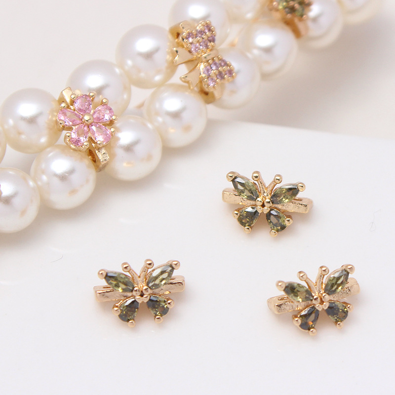 Color Zircon Inlaid Double Rows Pacer Bead Accessory for Jewelry Making