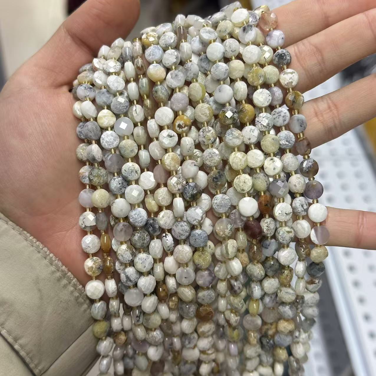 6.5*4mm Faced Pie Shaped Gemstone Beads Strand