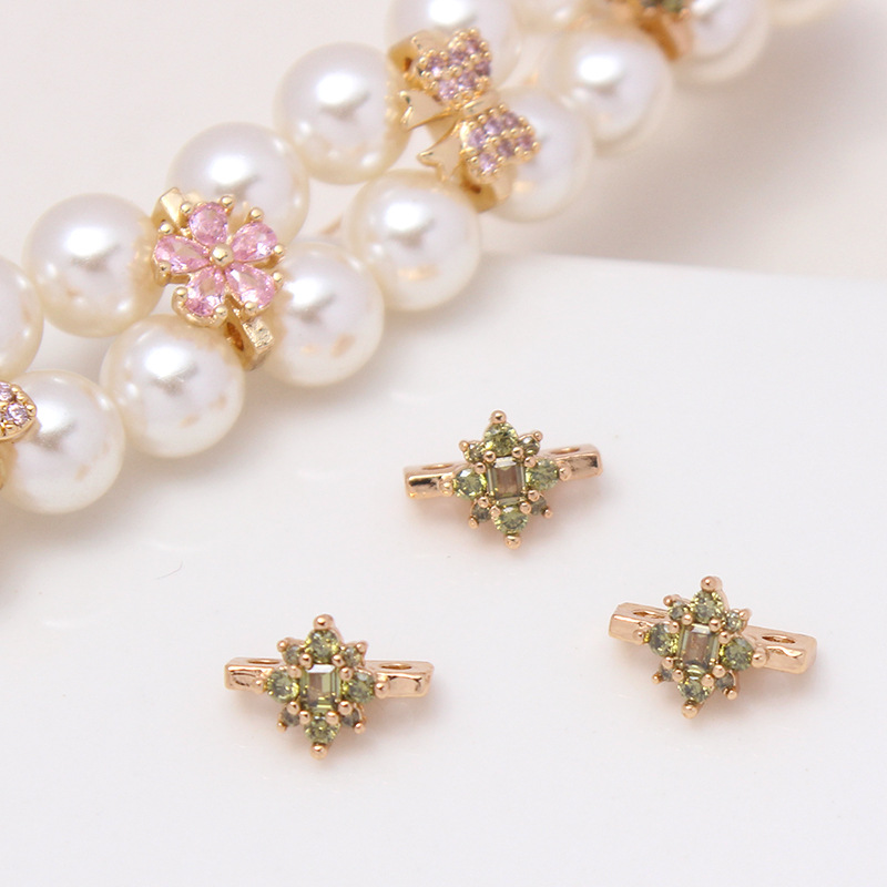 Color Zircon Inlaid Double Rows Pacer Bead Accessory for Jewelry Makin