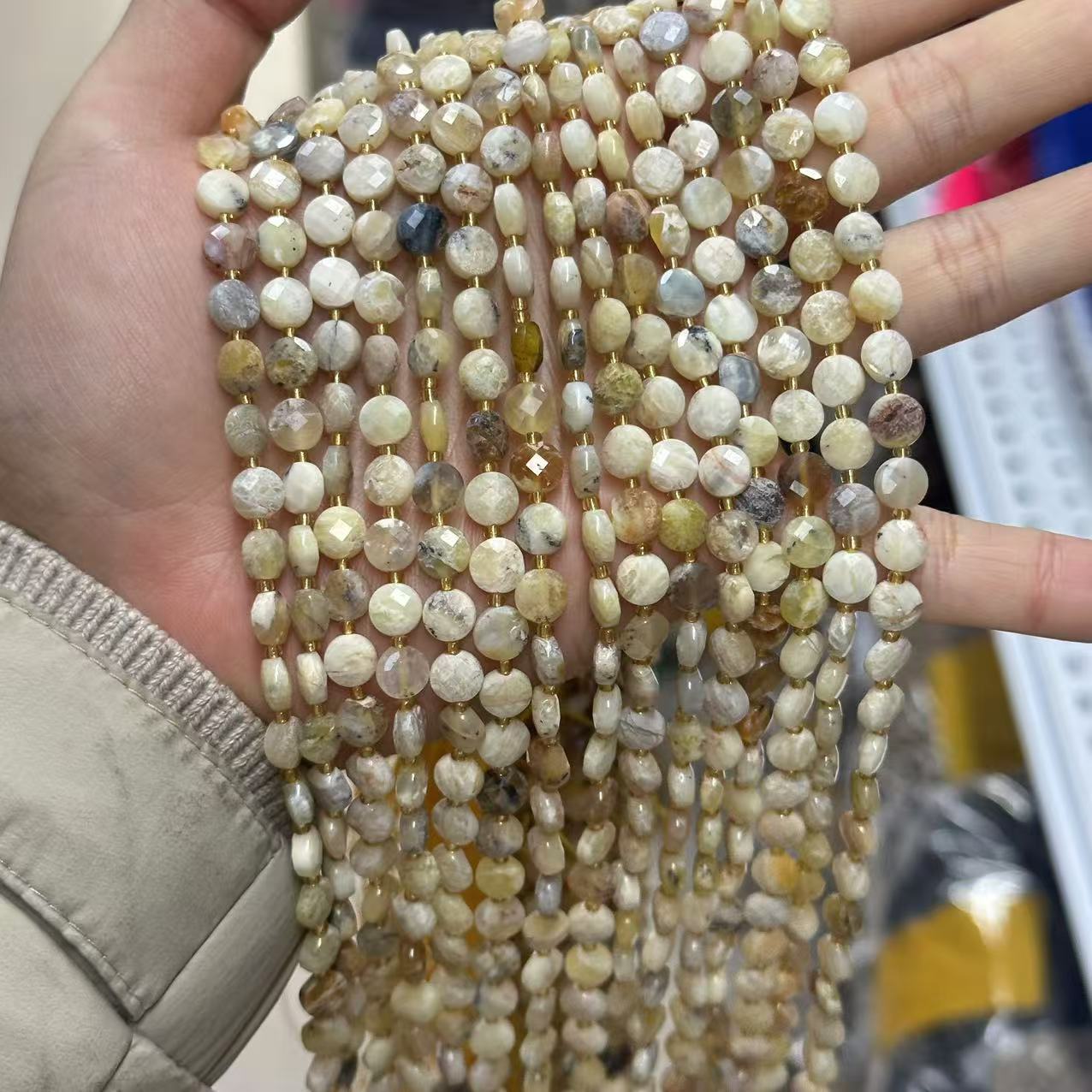 6.5*4mm Faced Pie Shaped Gemstone Beads Strand