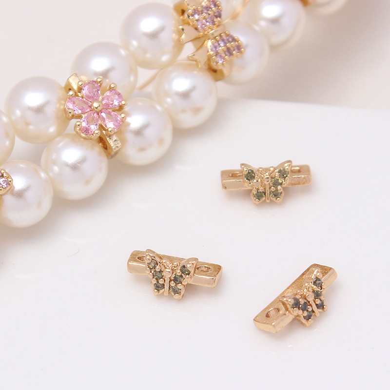 Color Zircon Inlaid Double Rows Pacer Bead Accessory for Jewelry Making