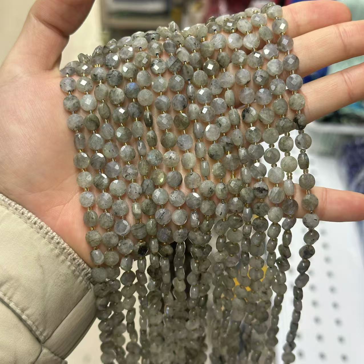 6.5*4mm Faced Pie Shaped Gemstone Beads Strand