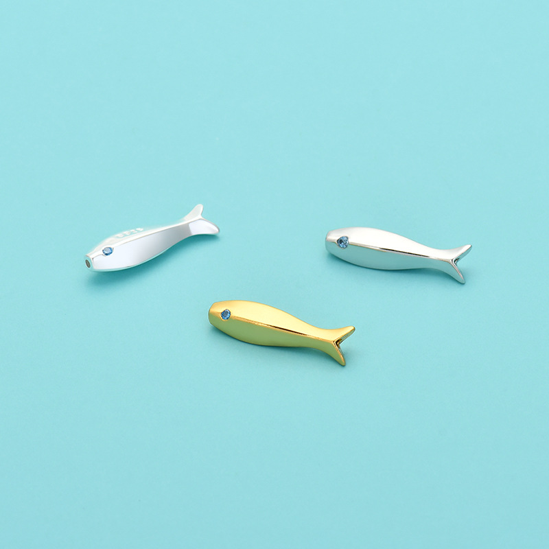 925 Sterling Silver Dainty Little Fish Spacer Bead for Jewelry DIY