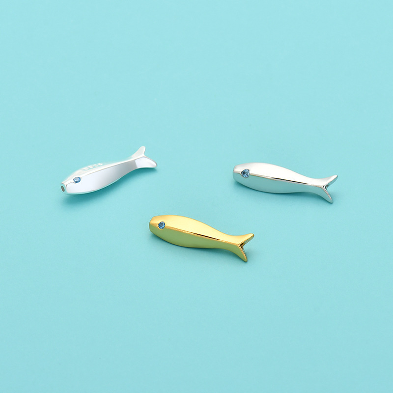 925 Sterling Silver Dainty Little Fish Spacer Bead for Jewelry DIY