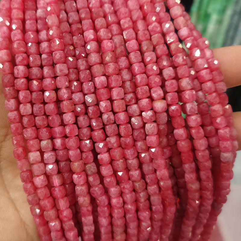 Natural Gemstone 4*4mm Square Faced Beads Strand