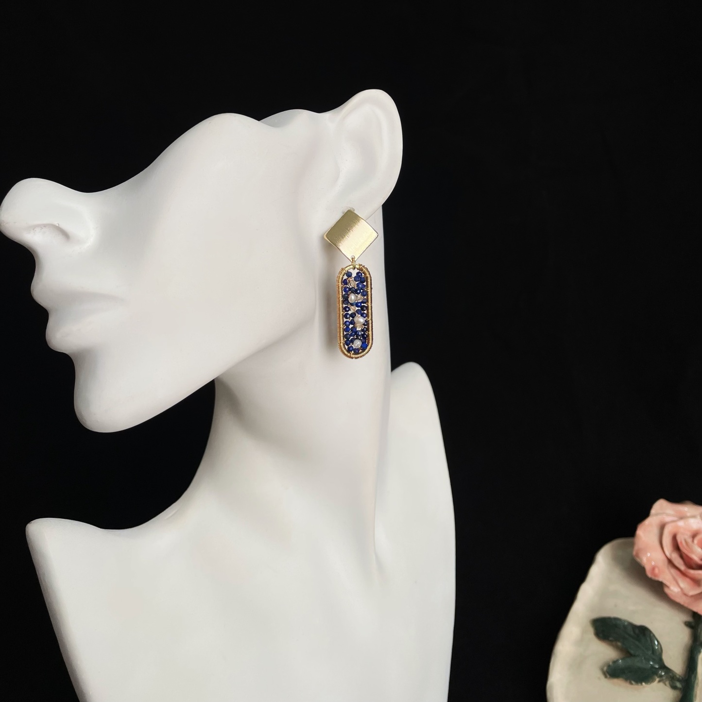 Handcrafted Starry Night Woven Gemstone Earrings