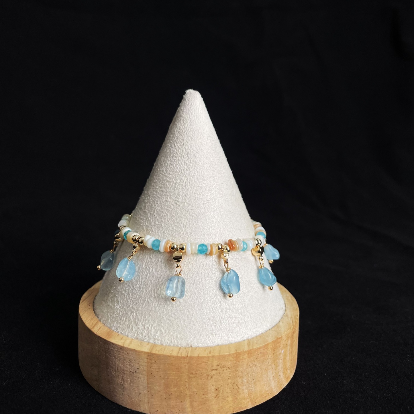 Handcrafted Ocean Breeze Blue gemstone and shell beads Bracelet