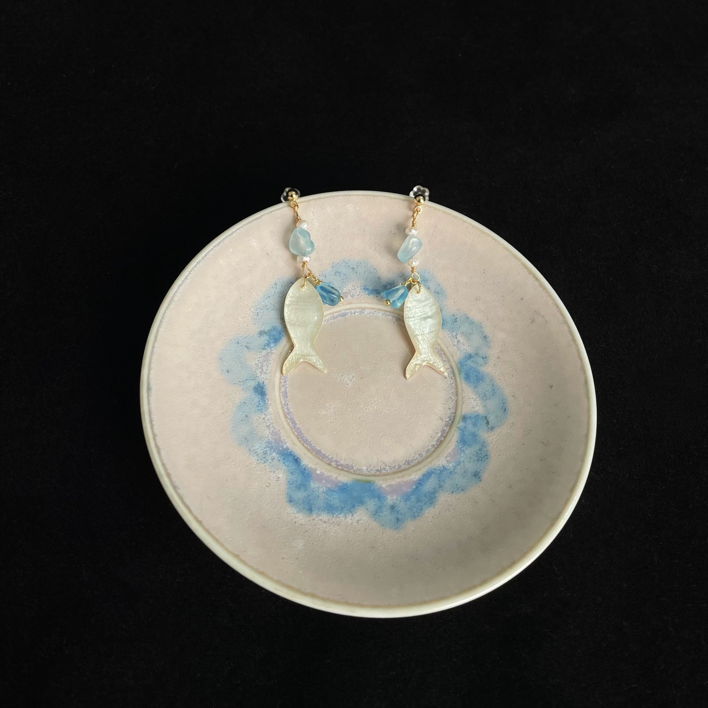 Handcrafted Ocean’s Whisper Aquamarine and Fish Earrings 